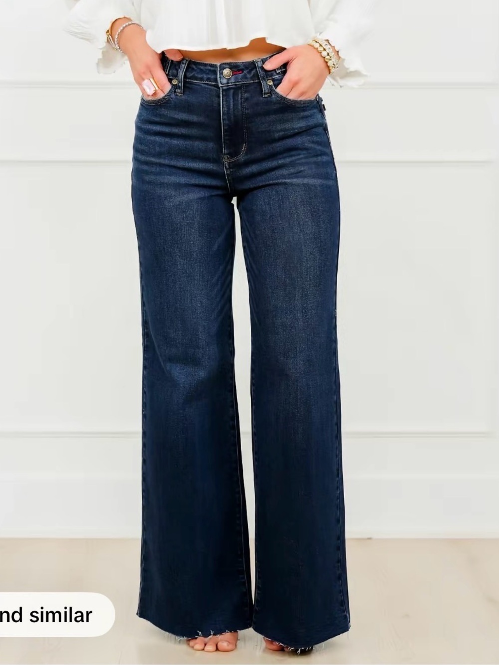 Judy Blue Dark Blue High-Rise Wide Leg Jeans